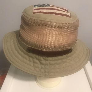 Walt Disney World Safari Bucket hat one size tan beige Mickey Mouse USA flag